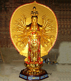 Standing fiberglass thousand hands kwan yin buddha sculpture